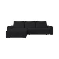 ECKSOFA Alice mit Bettkasten und Schlaffunktion, Cordstoff in L-Form - Schwarz, Textil (289/184cm)