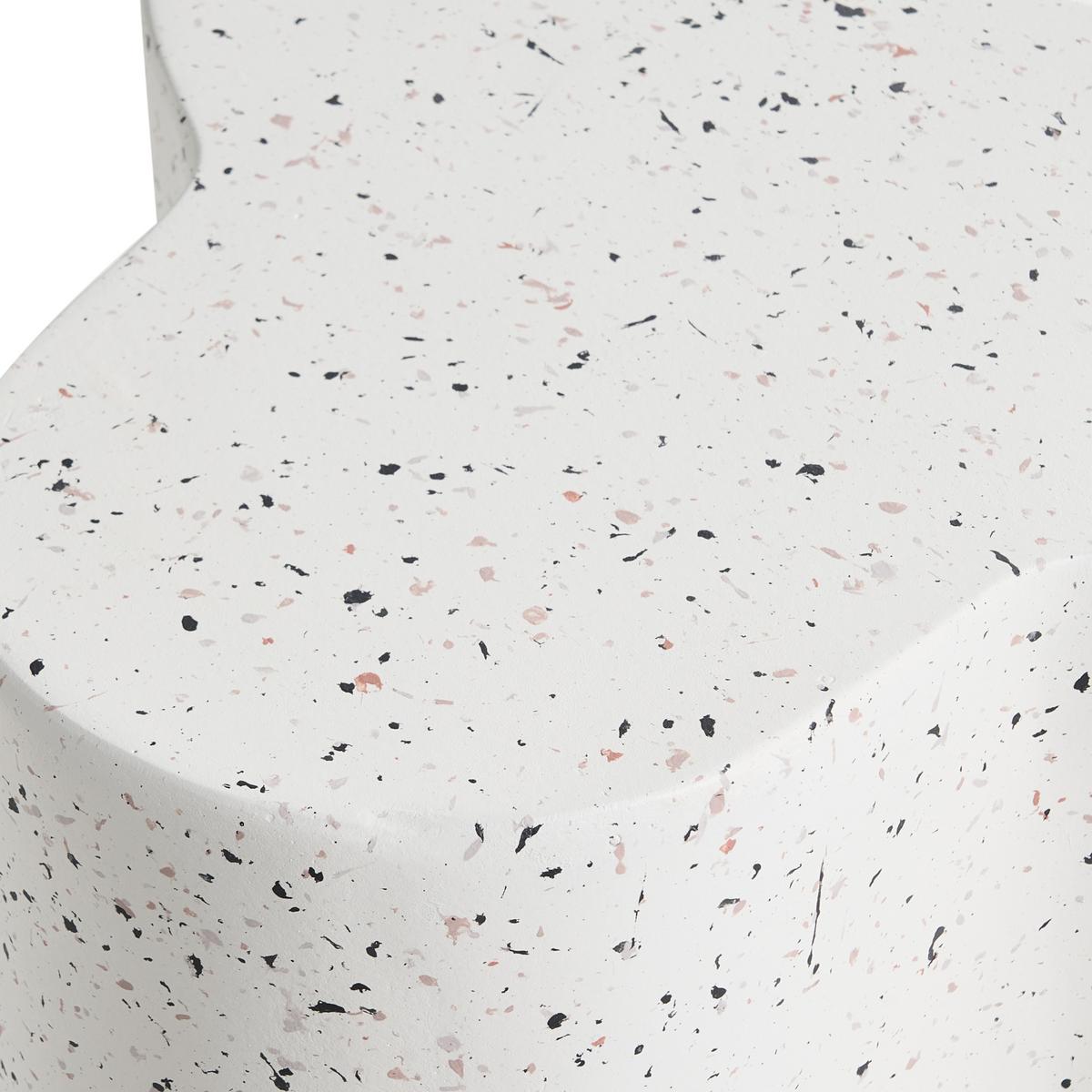 BEISTELLTISCH 32/37 cm Terrazzo Optik Cremeweiß Tellaro - Weiß, Keramik (32/37/46cm) - Beliani