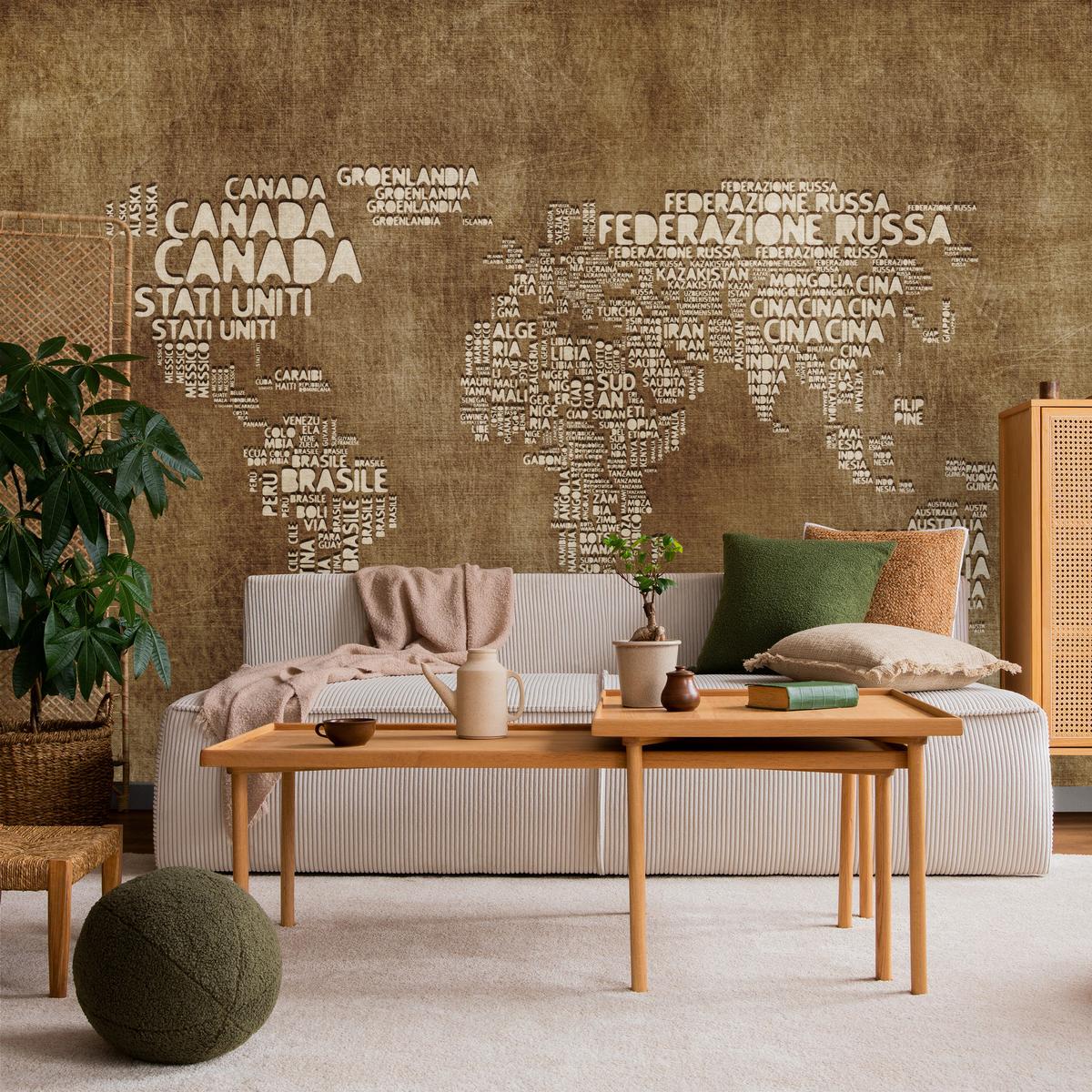 FOTOTAPETE für Büro alte italienische Weltkarte 200x140 - Beige/Braun, Papier (200/140cm) - Muralo