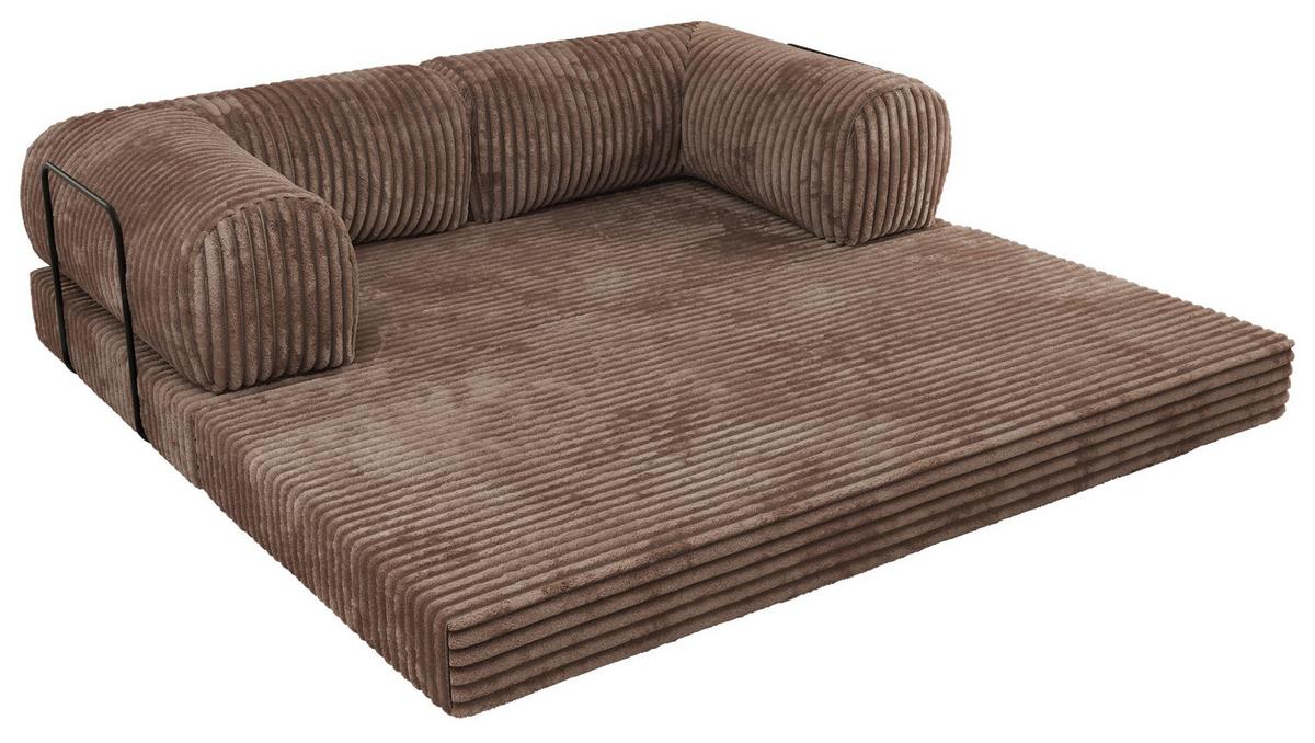 3-SITZER SOFA ORSETTO - Braun Cord - Schwarz/Braun, Textil/Metall (200/70/100cm) - MKS