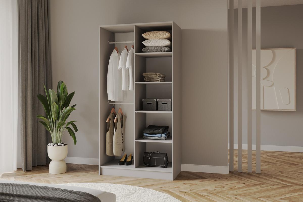KLEIDERSCHRANK - LESE - 102 - Kaschmir - Kaschmir/Schwarz, Holzwerkstoff (102/200/51cm) - ALTDECOR