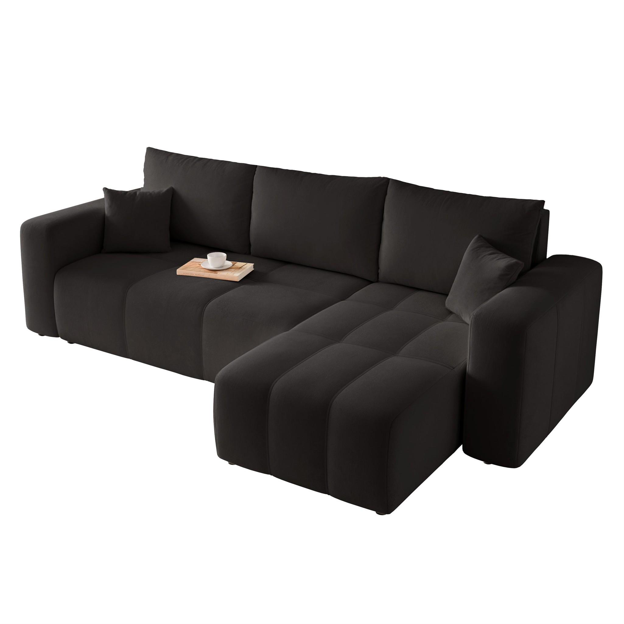 ECKSOFA Leros Mit Schlaffunktion - Schwarz, Holzwerkstoff/Textil (145/248cm) - Fun Möbel