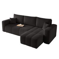 ECKSOFA Leros Mit Schlaffunktion - Schwarz, Holzwerkstoff/Textil (145/248cm) - Fun Möbel