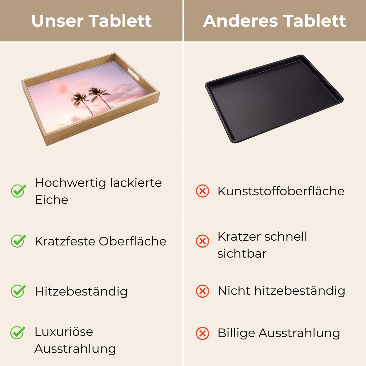 TABLETT Palmen - Lila - Wolken - Himmel 50x35 cm - Rosa, Holz (50/5/5cm) - OnlyWow