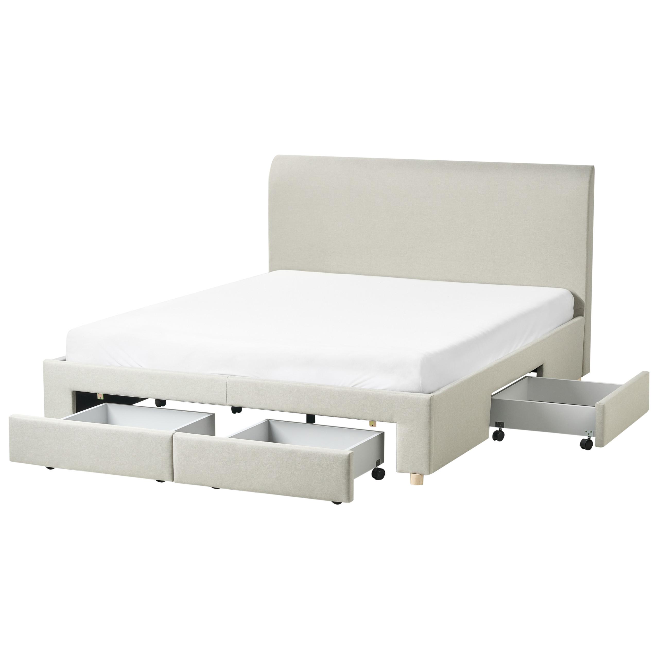 BETT mit Schubladen 160/200 cm Stoff Hellbraun Soutrin - Hellbraun, Textil (160/200cm) - Beliani