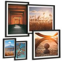 BILDER SET 5er Set - 50x50 cm & 20x30 cm & 40x60 cm Schwarzer Rahmen - Architektur der Küstenstädte - Schwarz, Kunststoff (40/60cm) - TULUP
