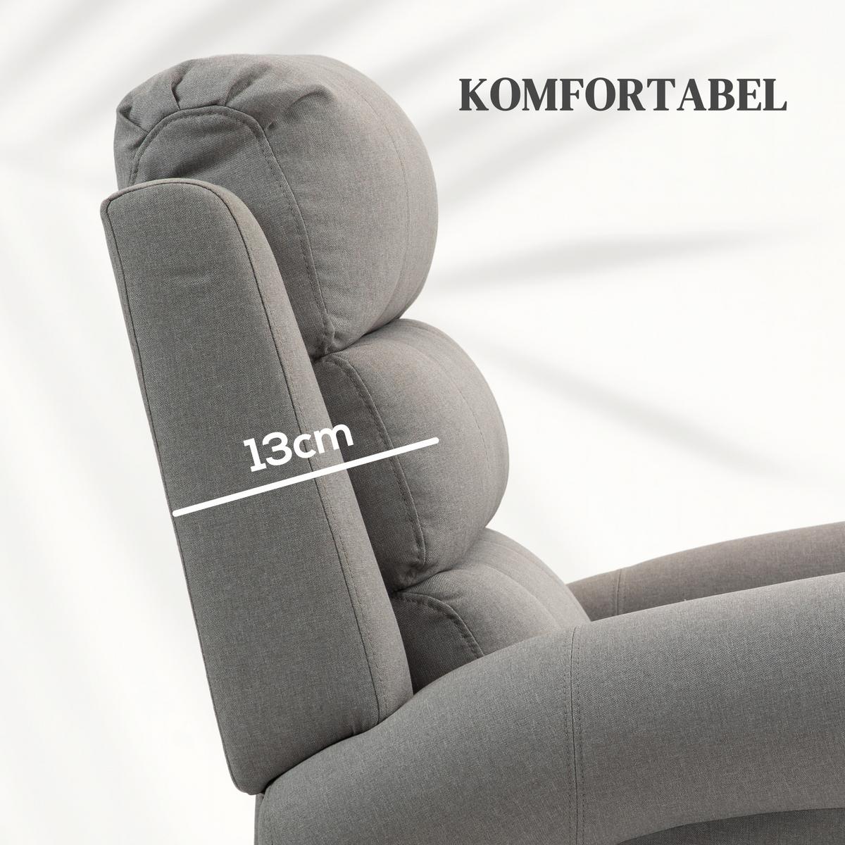 FERNSEHSESSEL mit Aufstehhilfe Relaxsessel mit Liegefunktion, Heizfunktion - Hellgrau/Schwarz, Textil/Metall (87/108/87.5cm) - HOMCOM