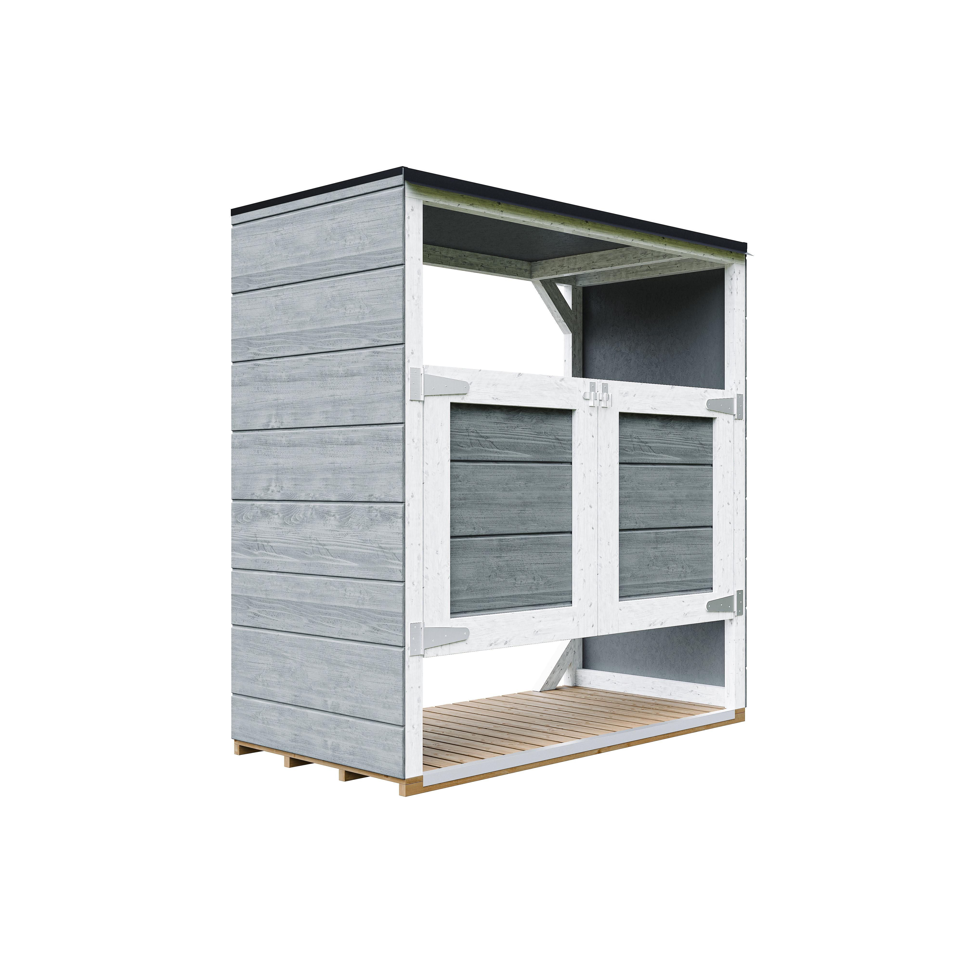 MÜLLTONNENBOX 2er 240L, M980A-CAVERN STEEL, aus wetterfestem LP Smartside Holz - Anthrazit, Holz (153/159/75cm) - Timbela