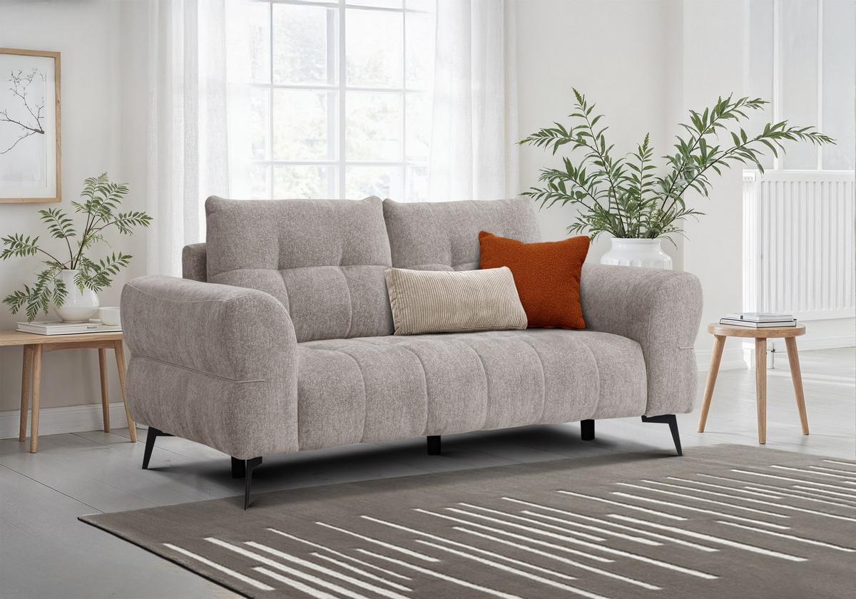 SOFA SALVINI 2,5-Sitzer, dunkelbeige - Beige, Holz/Textil (206/88/99cm) - Wozimo