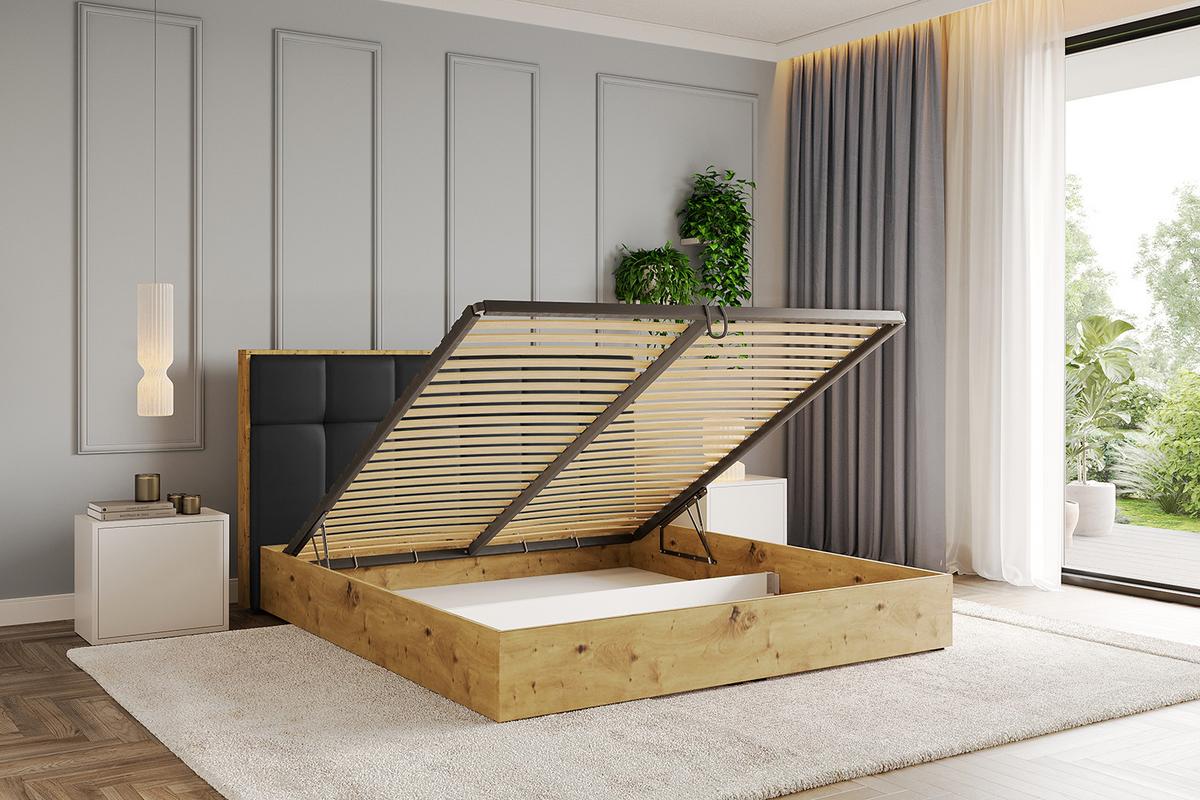 POLSTERBETT mit Bettkasten und Lattenrost, Boxbett ohne Matratze - ENZO7 140x200 - Schwarz Hochglanz, Holzwerkstoff/Textil (140/200cm) - ALTDECOR