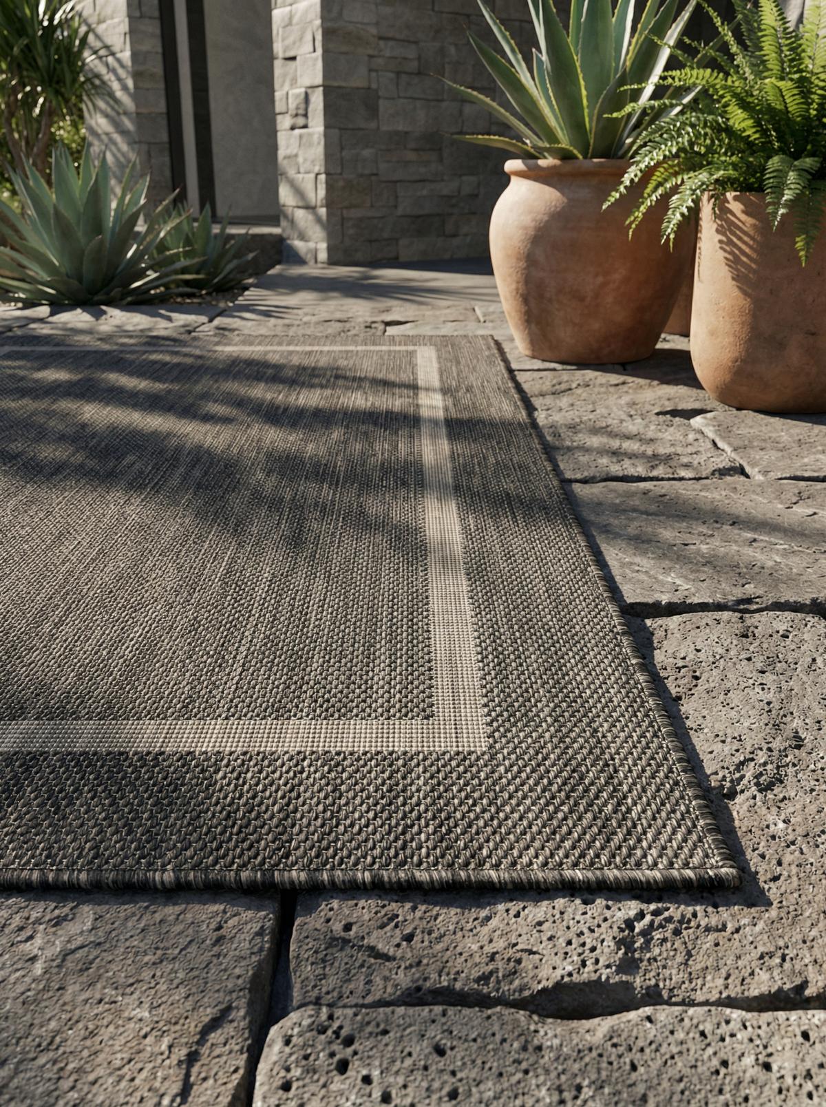 TEPPICH Outdoor ALSTER in Schwarz, einfarbig, 120 x 170 cm - Grau, Textil (170/120cm) - KADIMA DESIGN