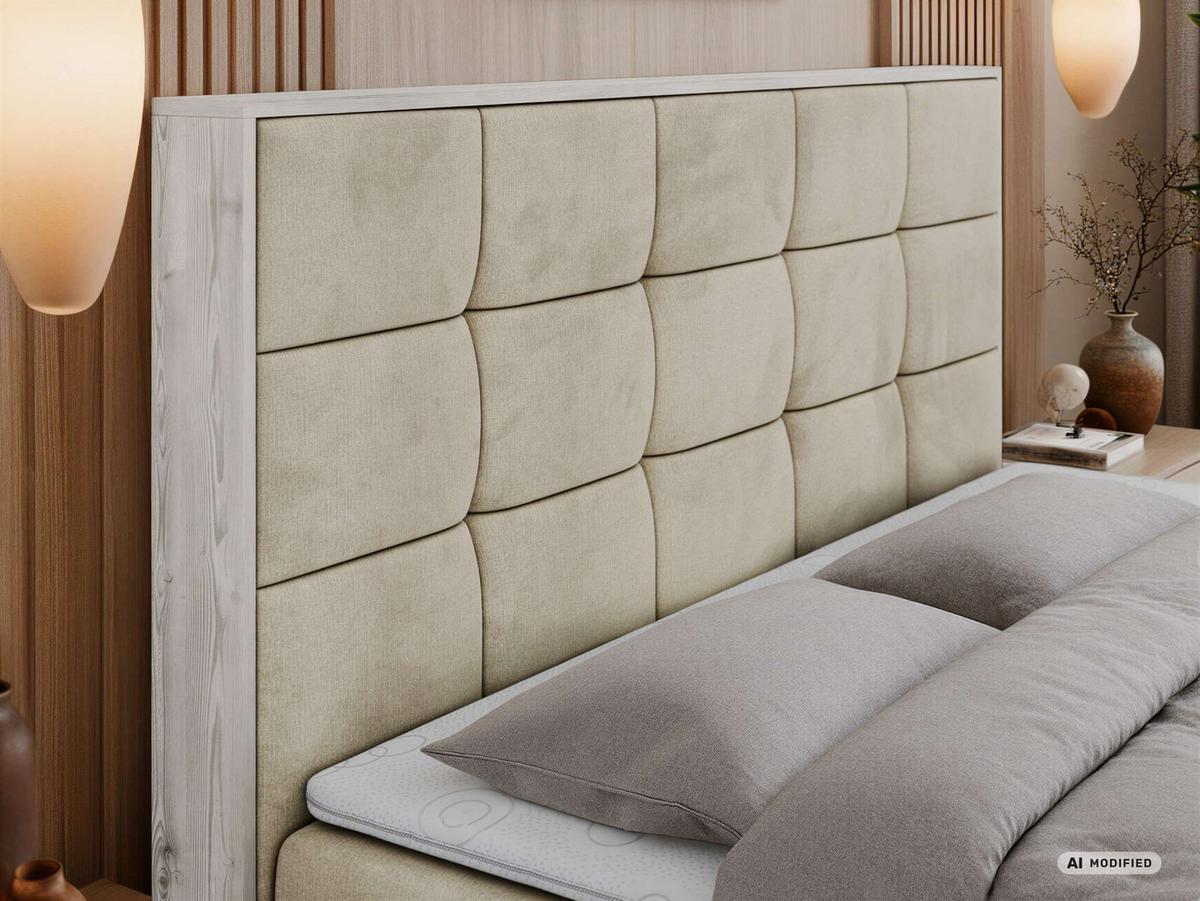 BOXBETT ALNOR 140/200 Beige Velvet - Topper Visco - H3 - Beige/Schwarz, Kunststoff/Textil (140/200cm) - MKS