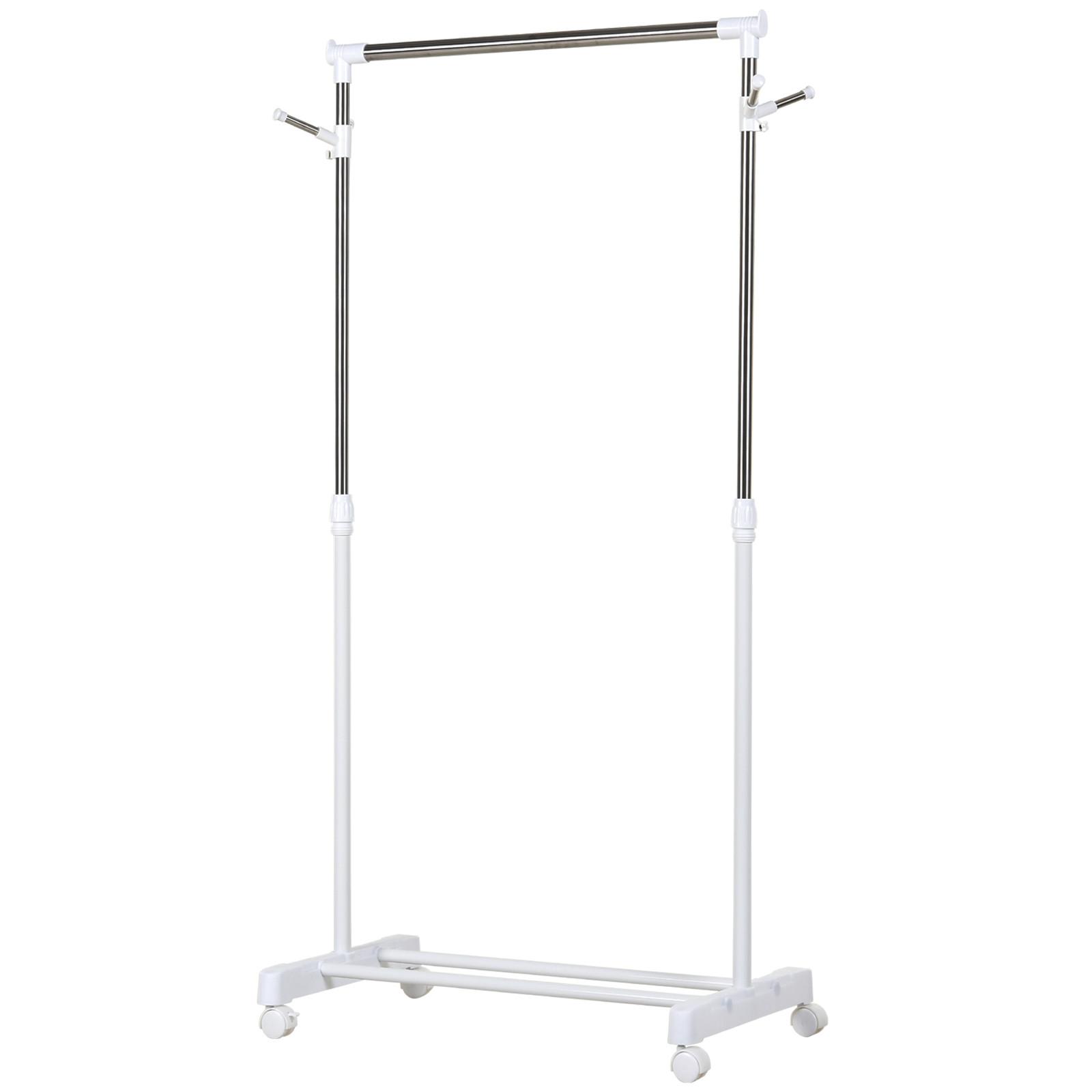 KLEIDERSTÄNDER Garderobenständer mit Kleiderstange, Haken, Regal, Weiß - Weiß, Metall (42/145/68.5cm) - HOMCOM