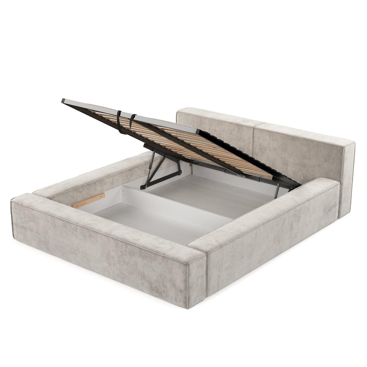 POLSTERBETT Casto mit Stauraum 140/200 cm Hellbeige im Terra NW Stoff - Sandfarben/Schwarz, Holz/Holzwerkstoff (140/200cm) - AltaBeds