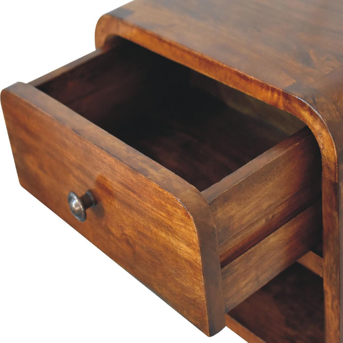 NACHTTISCH mit einer Schublade, Wandmontiert, 1 Schublade, 1 offenes Fach, braun - Kastanienfarben/Messingfarben, Holz/Metall (30/25/25cm) - Artisan Furniture