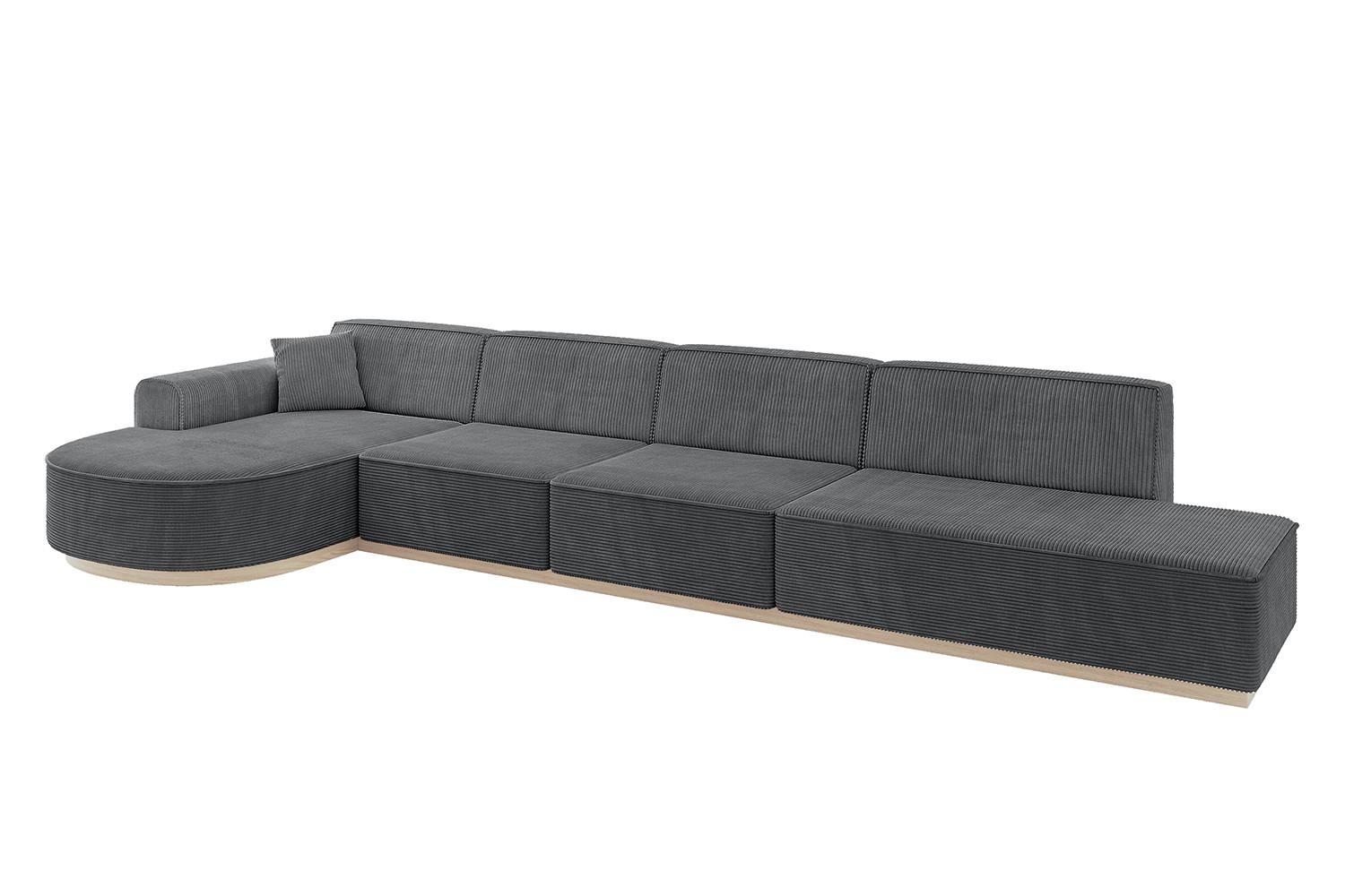 ECKSOFA Ottomane Links ARRIO-L3 - 413x171x83 cm Dunkelgrau - Dunkelgrau, Holzwerkstoff/Textil (413/171cm) - ALTDECOR