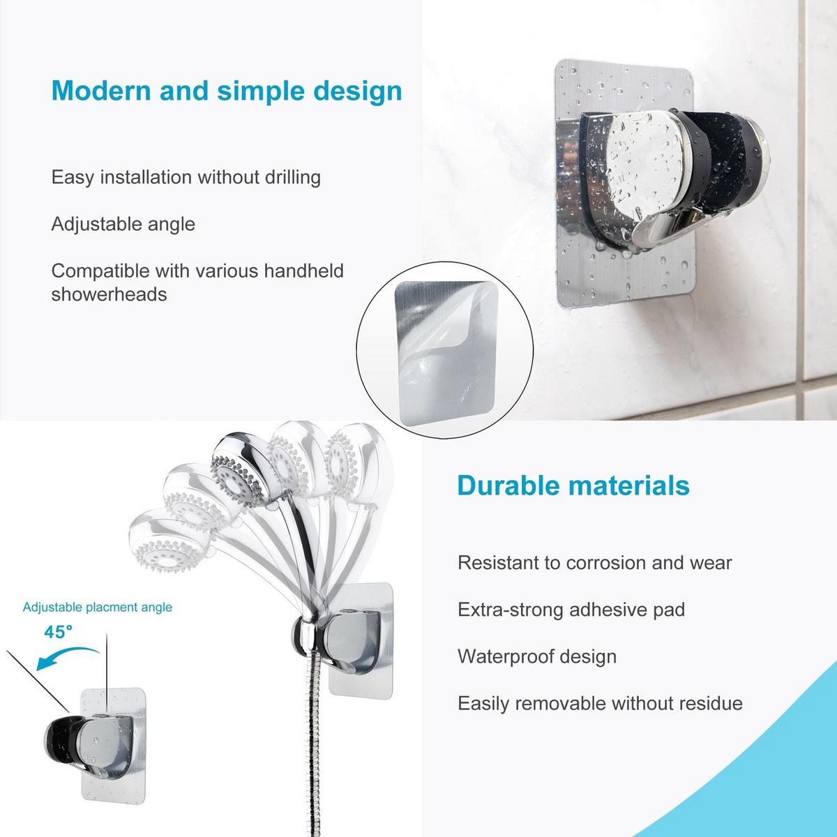 HANDBRAUSE Halterung 7 x 9.5 x 6 cm - Silberfarben, Kunststoff (6/9/7cm) - Intirilife