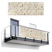 BALKON-SICHTSCHUTZ Ziegel - Wand - Licht - Weiß Balkon Deko 300x110 cm - Creme, Kunststoff (300/110cm) - MuchoWow