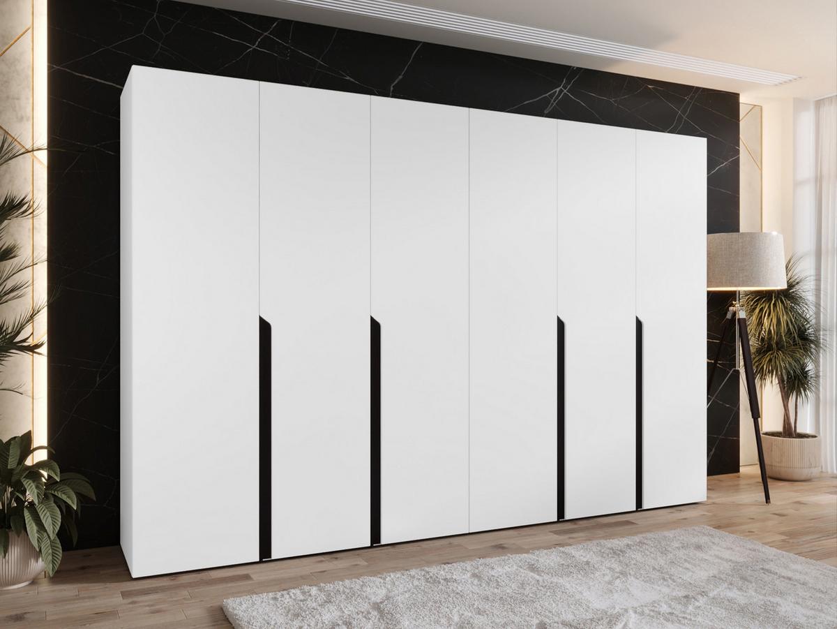 DREHTÜRENSCHRANK Mila I 300 - Schwarz/Weiß, Holzwerkstoff/Kunststoff (300/202/52cm) - MIRJAN24