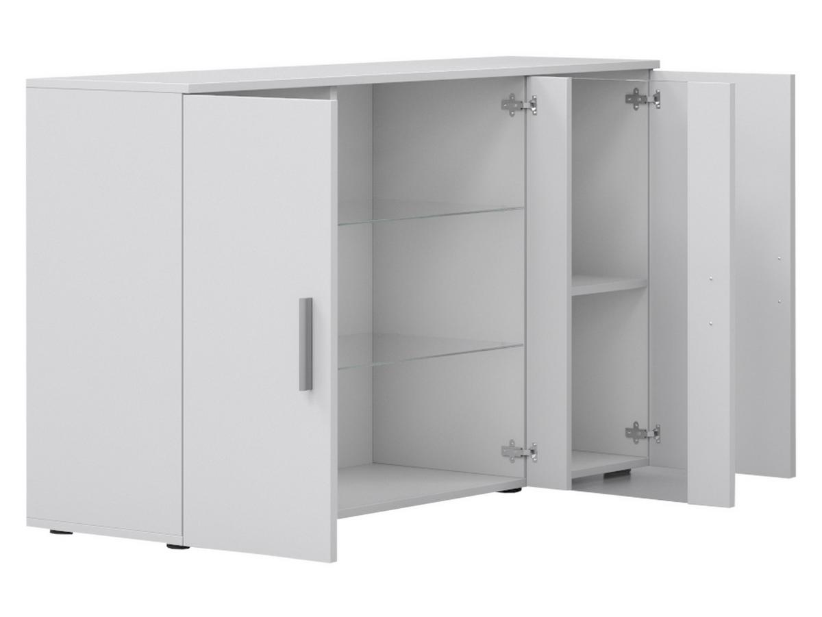 KOMMODE Soho S07 mit weißer LED Beleuchtung - Silberfarben/Schwarz, Holzwerkstoff/Kunststoff (120/80/41cm) - MIRJAN24