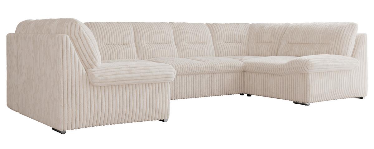 WOHNLANDSCHAFT COMODO U Beige Cord - Beige/Silberfarben, Textil/Metall (340/93/206cm) - MKS