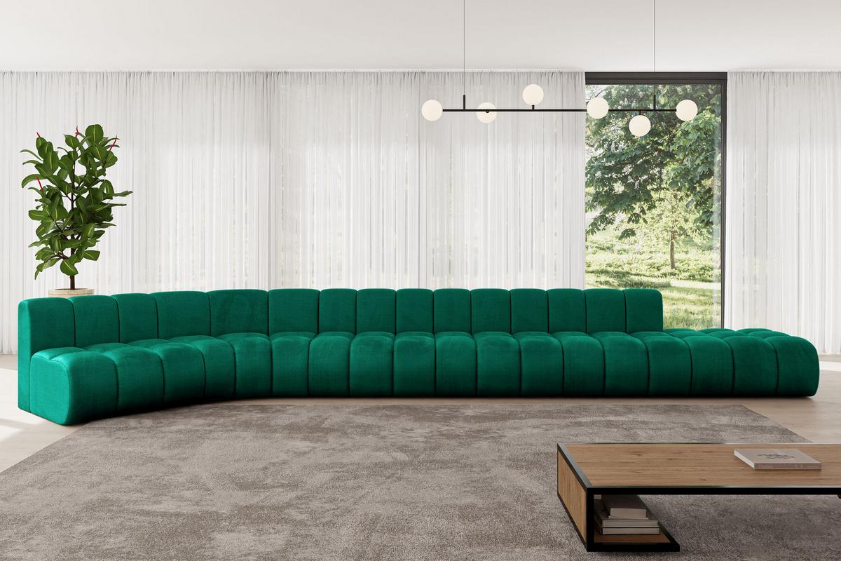 ECKSOFA modulares Sofa Brilo-L3 - 562x174x70 cm Grün - Dunkelgrün, Holzwerkstoff/Textil (562/174cm) - ALTDECOR