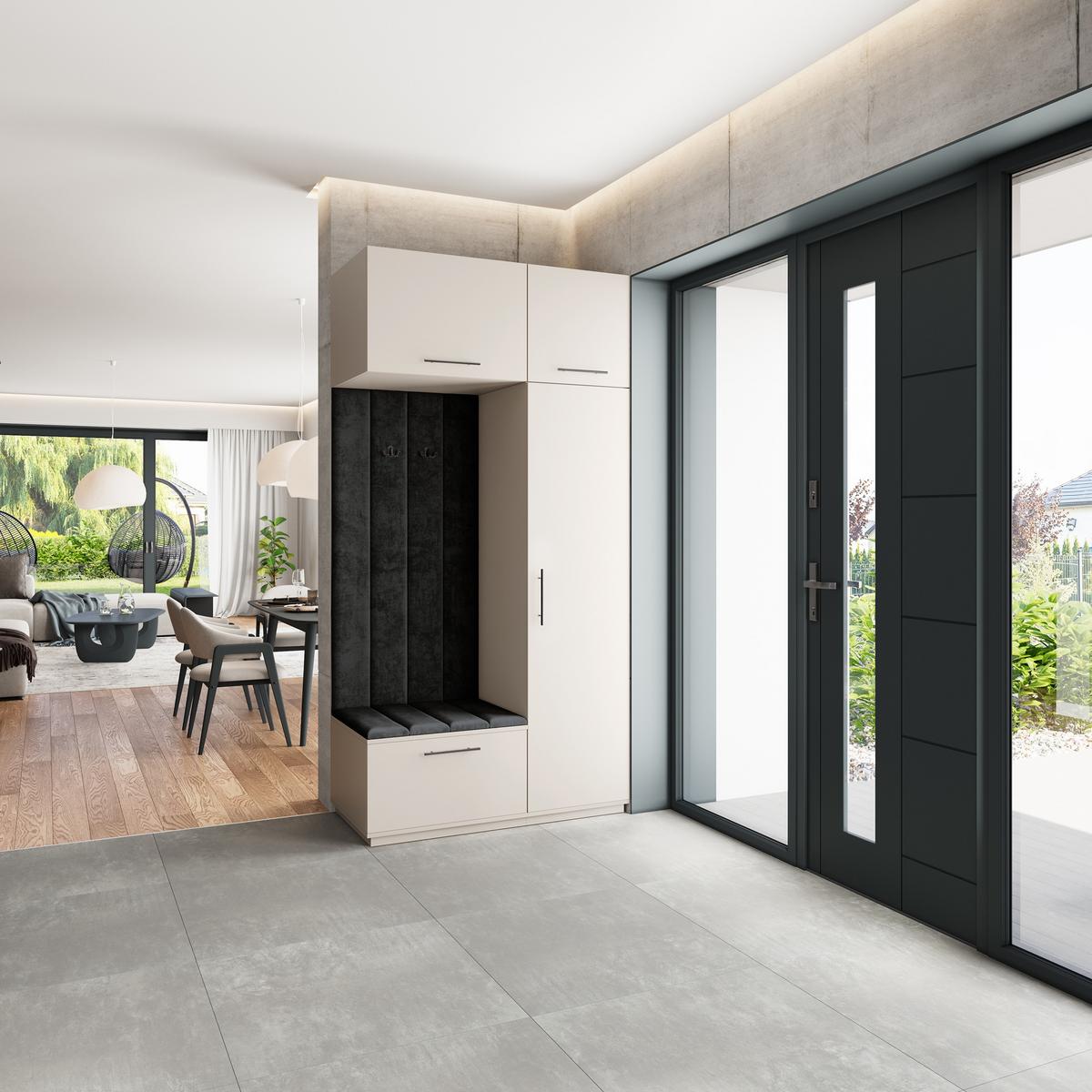 GARDEROBENSCHRANK REMA 120/240/60 cm Modern Kaschmir - Kaschmir/Schwarz, Holzwerkstoff (120/240/60cm) - MASSENO