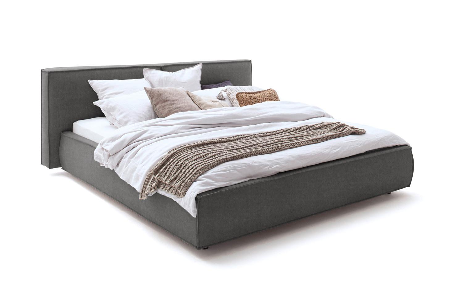 POLSTERBETT CARLO Anthrazit Flachgewebe - Anthrazit, Textil (140/200cm) - KAWOLA