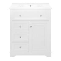 WASCHTISCH mit Unterschrank Weiß 76cm Standschrank mit Keramikbecken & 4 Schubladen - Weiß, Holzwerkstoff (76/87/46cm) - Urban Meuble