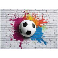 FOTOTAPETE Kinderzimmer Junge 3D Effekt Fußball 150x105 - Multicolor, Papier (150/105cm) - Wallarena