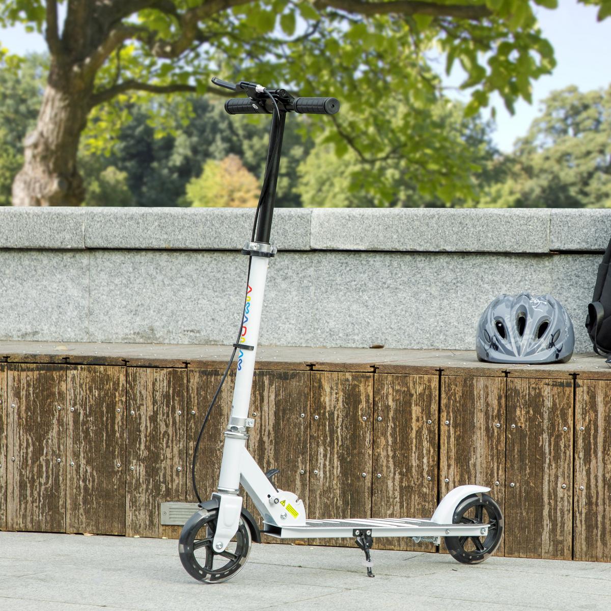 ROLLER Kinder Klappbar mit Verstellbarer Lenkerhöhe, 2 Leuchtenden Räder Weiß - Weiß, Metall (73/36/89cm) - AIYAPLAY
