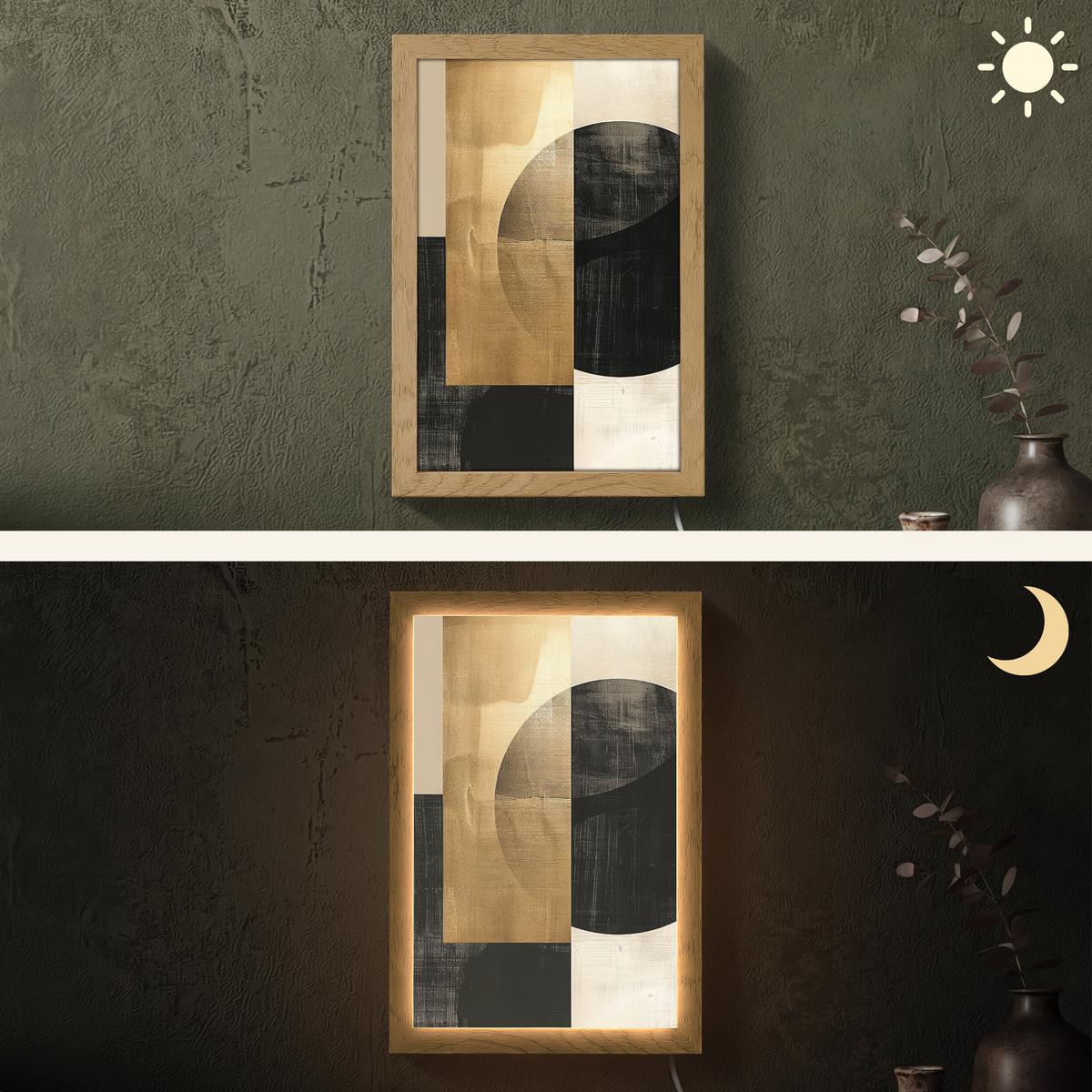 WANDLEUCHTE Abstrakt - Modern - Schwarz - Gold 20x30 cm - Sandfarben, Holzwerkstoff (20/30/8cm) - OnlyWow