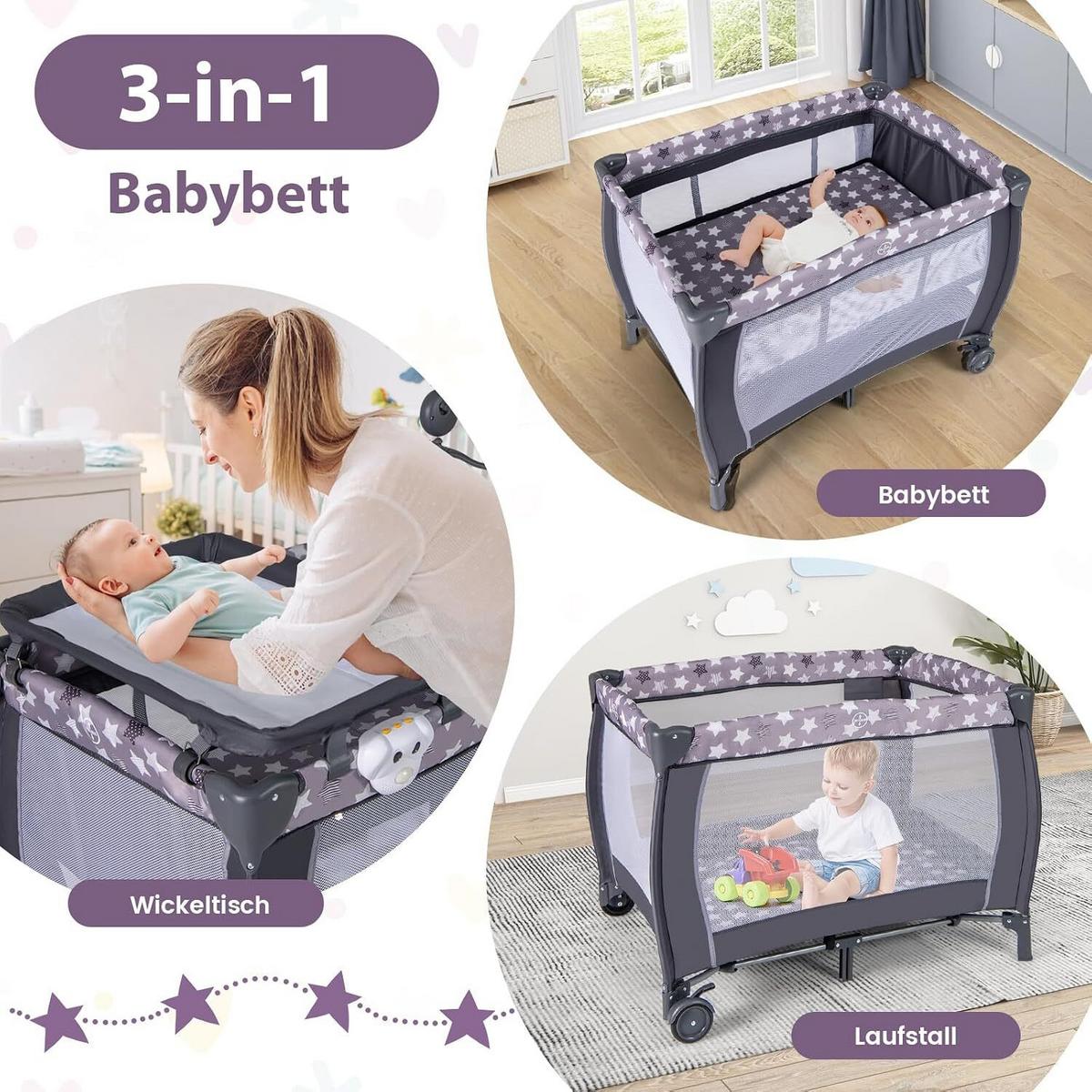 BEISTELLBETT Klappbares dunkelgrau - Dunkelgrau, Textil - COSTWAY