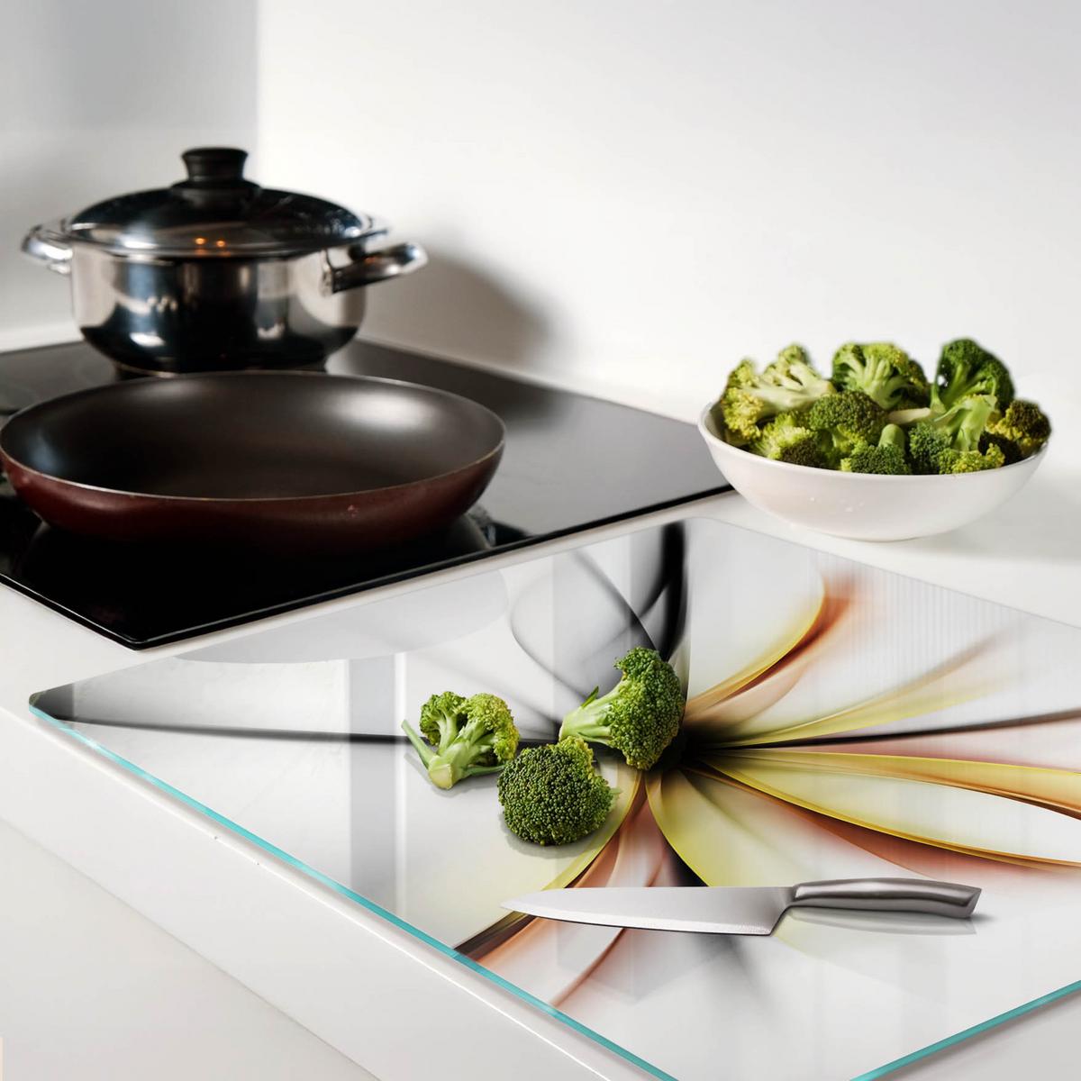 GLASPLATTE 60x52 cm Abstrakte Blume - Gelb, Glas (60/0.4/52cm) - TULUP
