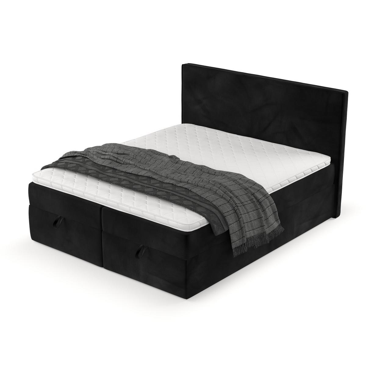 BOXBETT Velma 140/200 cm Schwarz im Kronos Stoff - Schwarz, Holz/Holzwerkstoff (140/200cm) - AltaBeds