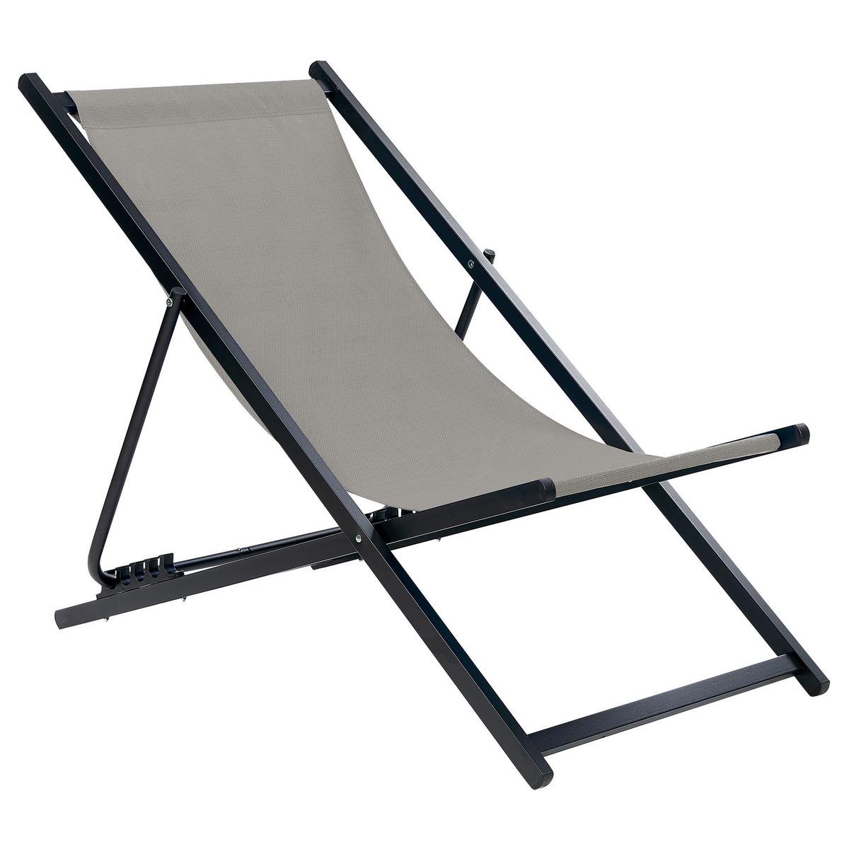 GARTENLIEGE schwarz/grau Locri II - Schwarz/Grau, Metall (60/79/95cm) - Beliani