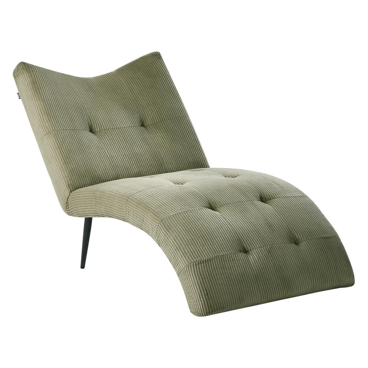 CHAISELONGUE Cord Grün Quilly - Schwarz/Grün, Textil (83/97/153cm) - Beliani