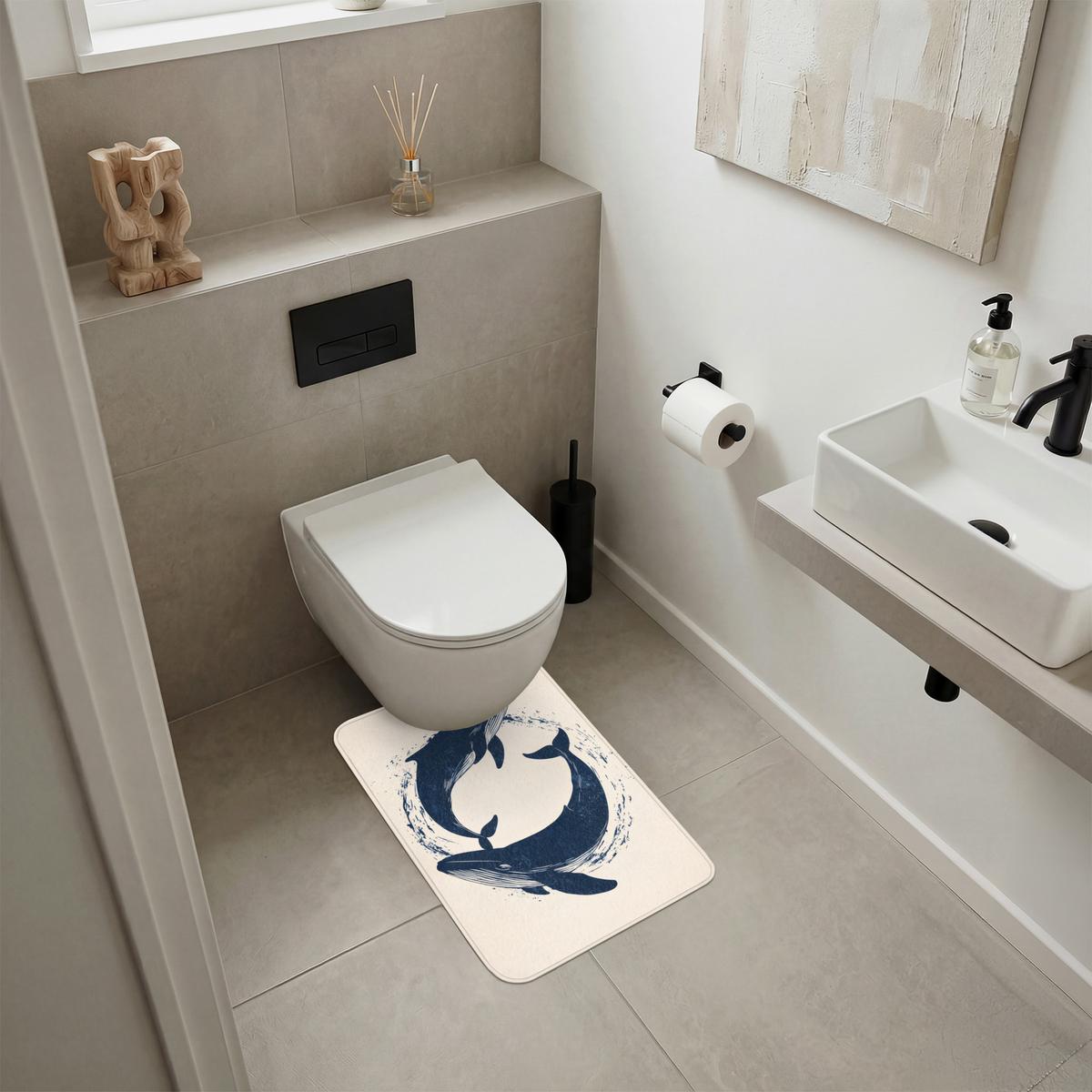 WC-VORLEGER Wale - Spritzer - Kreis - Dunkelblau WC Teppich 40x60 cm - Dunkelblau, Textil (40/1cm) - OnlyWow