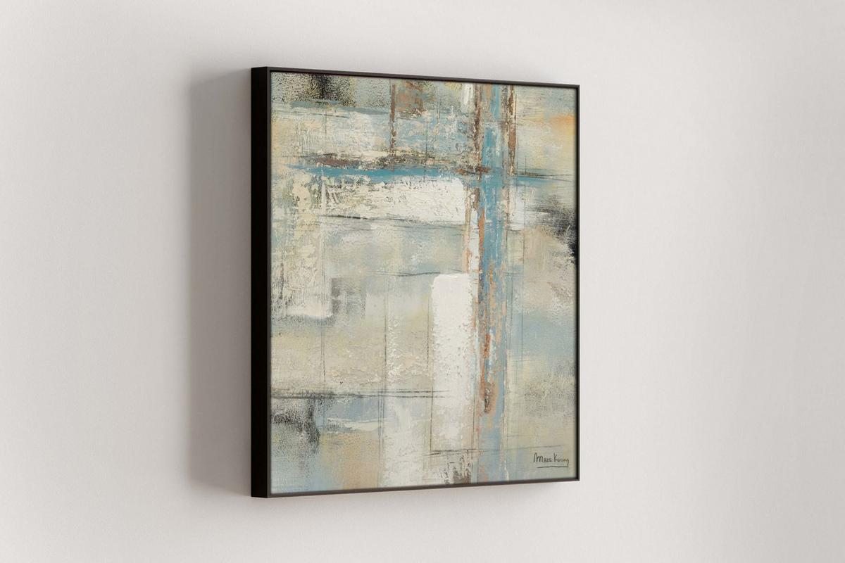 ACRYLBILD HANDGEMALT 60/60 cm - Blau/Beige, Holz/Textil (60/60cm) - KUNSTLOFT