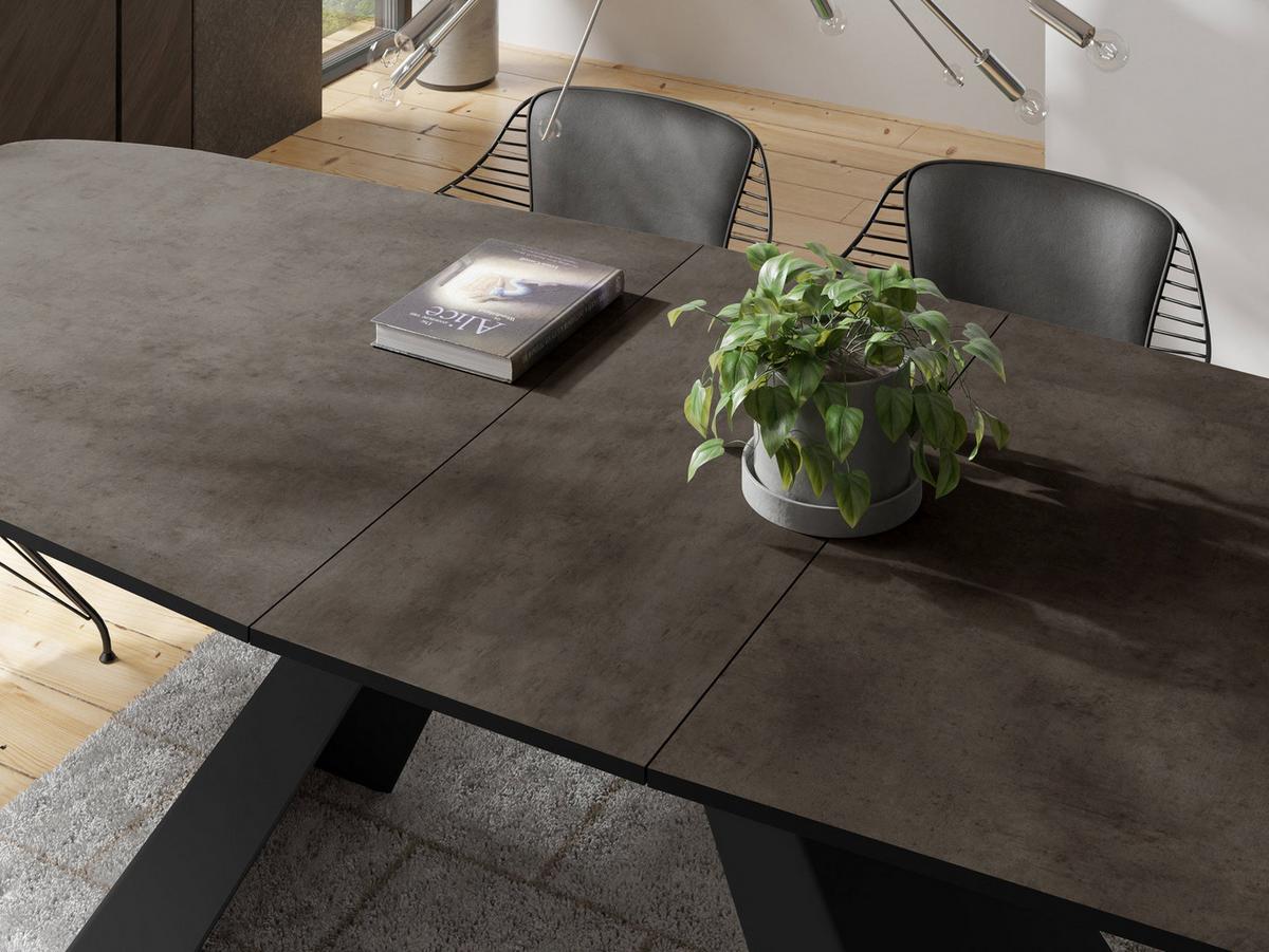 ESSTISCH Monte rechteckig ausziehbar, Dunkelgrauer Chicago Grau 180-220/90/76 cm - Dunkelgrau/Schwarz, Holzwerkstoff/Metall (90/218/76cm) - WFL GROUP