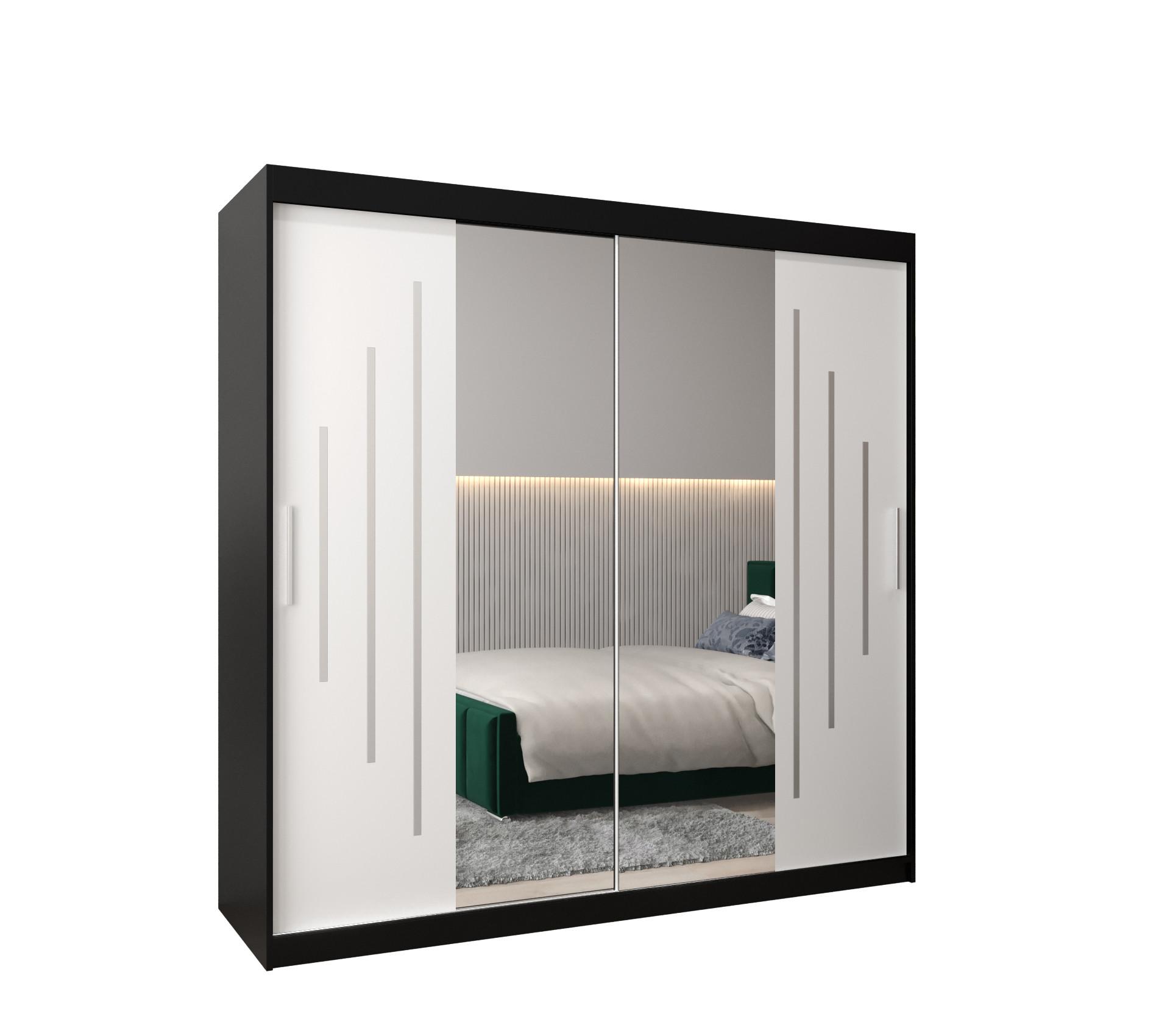 SCHWEBETÜRENSCHRANK 200/200/62 2-türig - Silberfarben/Schwarz, Holz/Kunststoff (200/200/62cm) - Abiks Möbel