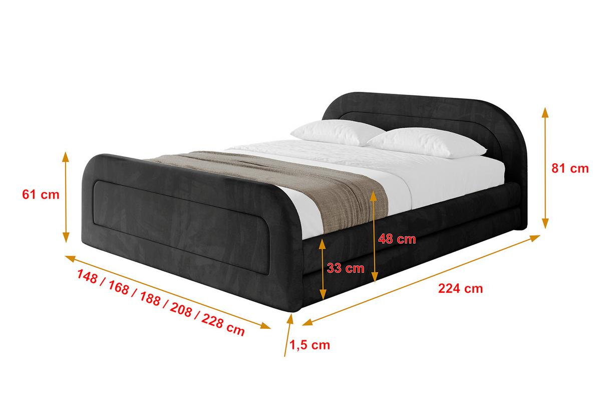 POLSTERBETT mit Bettkasten, Fußteil und Lattenrost, Boxbett ohne Matratze - LERIS-v1-Z 180x200 Schwarz - Schwarz, Holzwerkstoff/Textil (180/200cm) - ALTDECOR