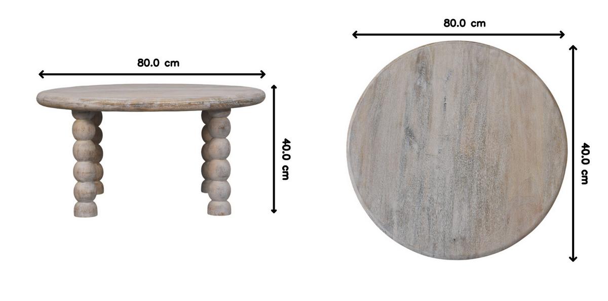 COUCHTISCH mit Salted-Oak-Finish, Platz auf der Oberfläche, grau - Braun/Grau, Holz (80/80/40cm) - Artisan Furniture