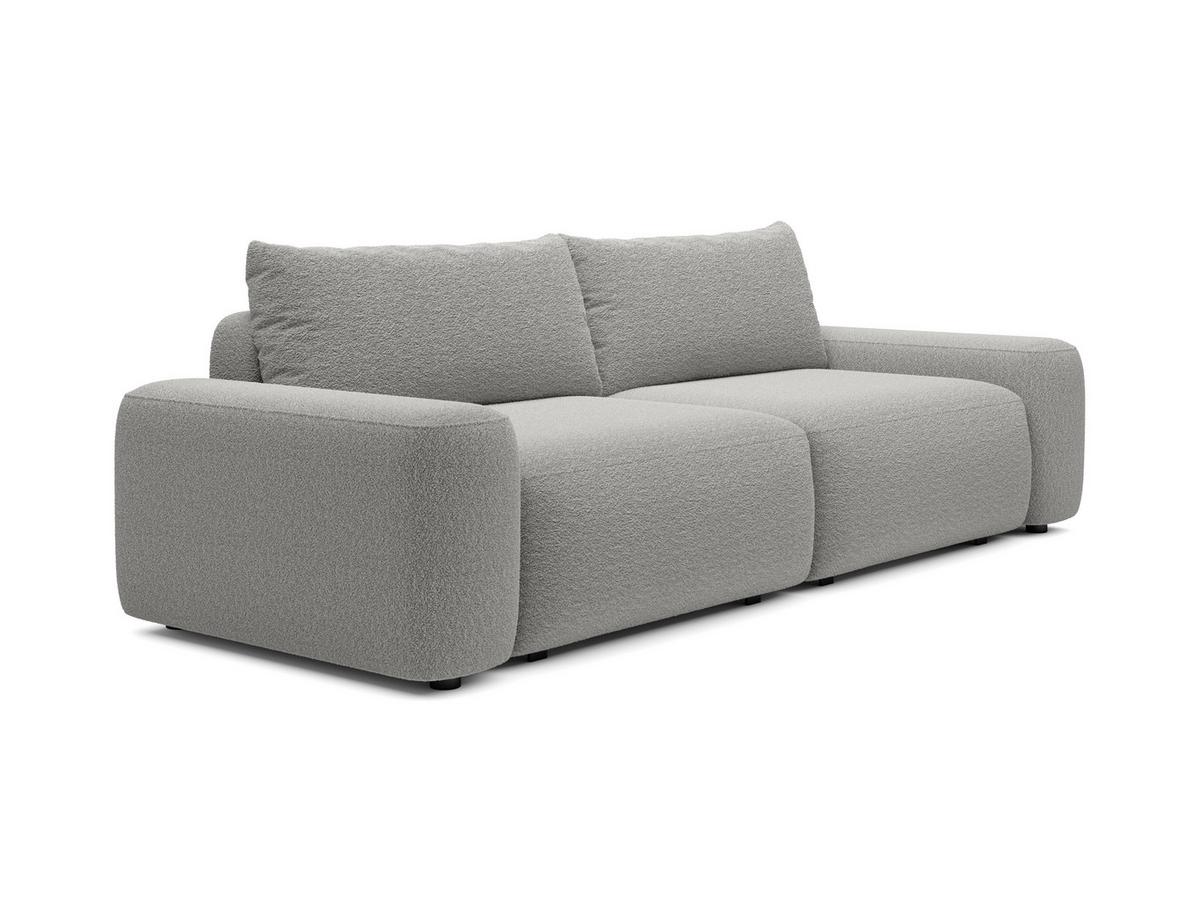 BETTSOFA RUOTA Grau Bucle-Stoff mit Schlaffunktion - Grau, Textil (105/87/257cm) - MASSENO