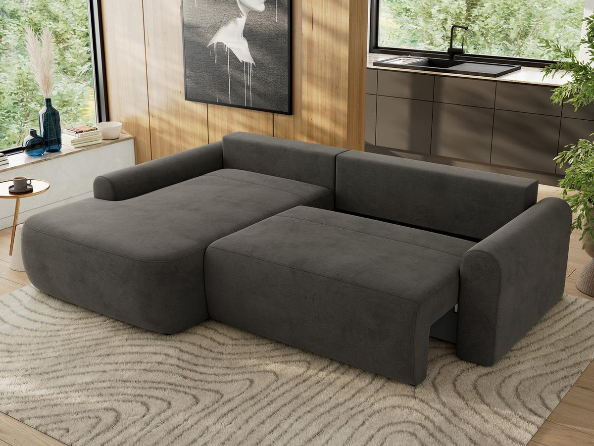ECKSCHLAFSOFA CUBO L Dunkelgrau Velvet - links - Dunkelgrau/Schwarz, Kunststoff/Textil (273/187cm) - MKS