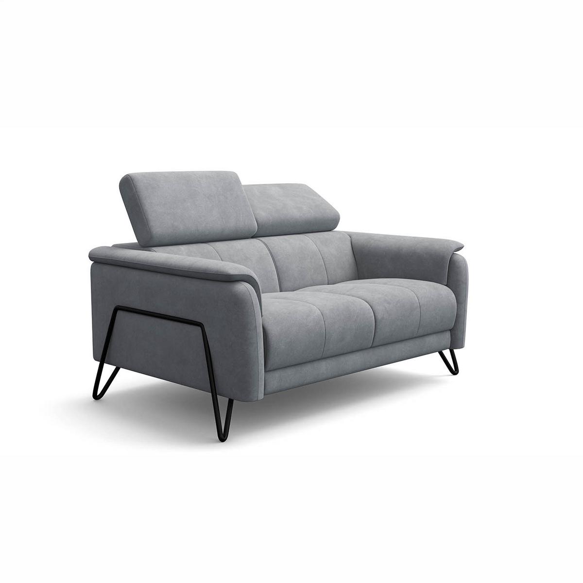 SOFA RODEN 2-Sitzer, hellgrau, Veloursstoff - Hellgrau, Holz/Textil (152/82/103cm) - Wozimo