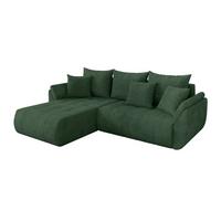 ECKSOFA mit Schlaffunktion Ottomane Links TOKO-L 277x194x86 Grün Cord - Dunkelgrün/Schwarz, Holzwerkstoff/Kunststoff (277/194cm) - ALTDECOR