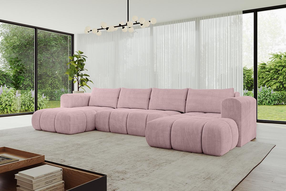 WOHNLANDSCHAFT CLOUD-U 405x185x90 Rosa Cord - Rosa, Holzwerkstoff/Kunststoff (405/90/185cm) - ALTDECOR
