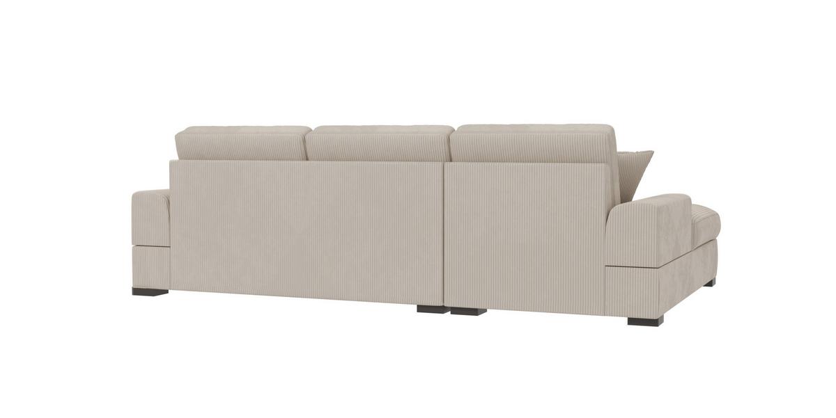 ECKSOFA Saga Beige Cord - Beige/Schwarz, Holz/Buchenholz (306/184cm) - S-Style Möbel