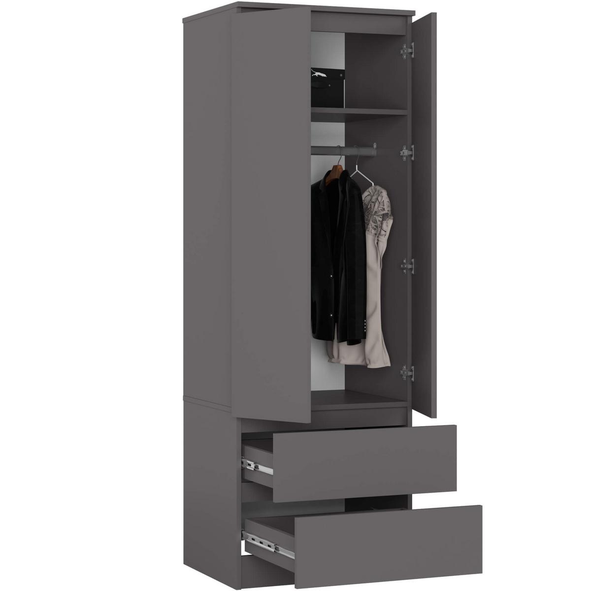 KLEIDERSCHRANK Graphit Grau 180/60/51 - Graphitfarben, Holzwerkstoff (60/180/51cm) - RAUMHIRSCH FURNITURE